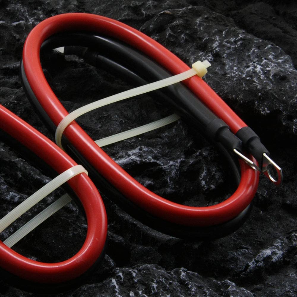 4 AWG Gauge Pure Copper Battery Cables - 2pcs Red & Black Power Inverter Wire Set with 3/8