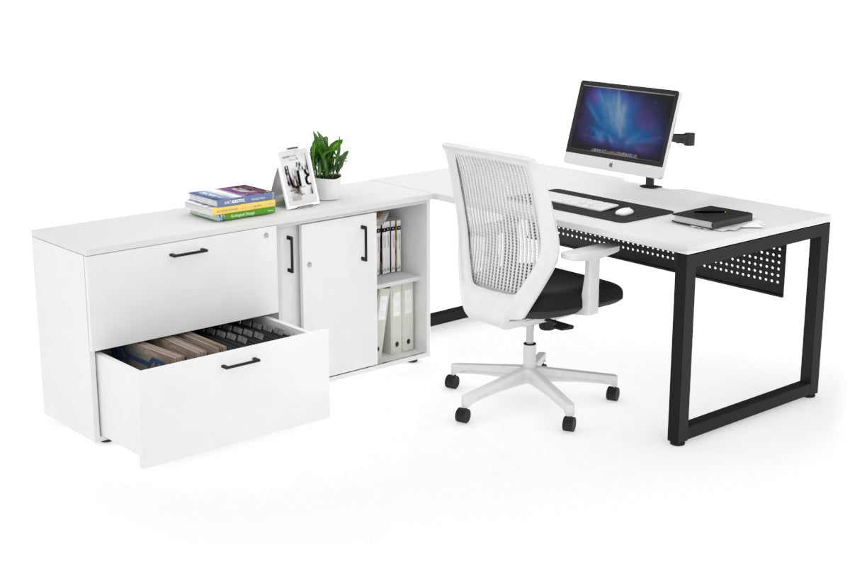 Quadro Loop Executive Office Chair - Black Frame with Cable Scallop [1600L x 800W] - Perfect for Home Office, Conference Rooms & Executive Workspaces