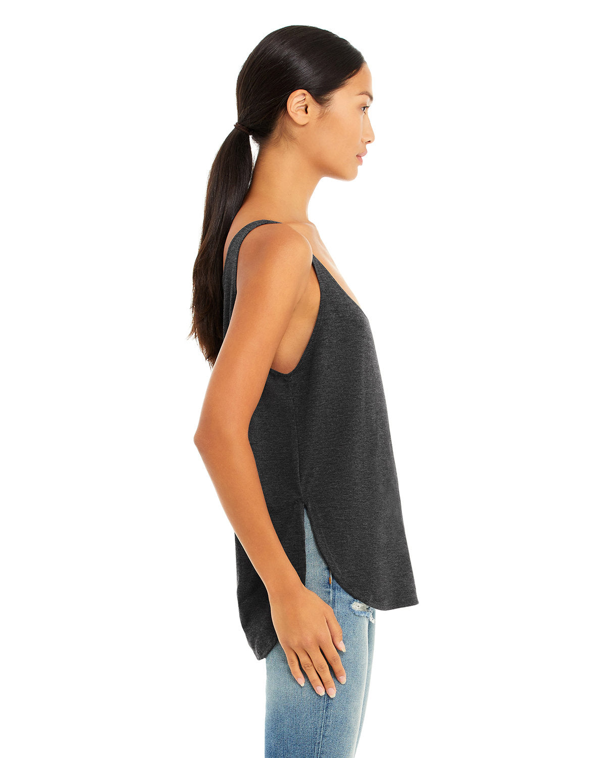 Bella + Canvas B8802 Women's Flowy Side Slit Tank Top - Soft & Breathable Casual Tee for Summer, Yoga, and Beach Wear