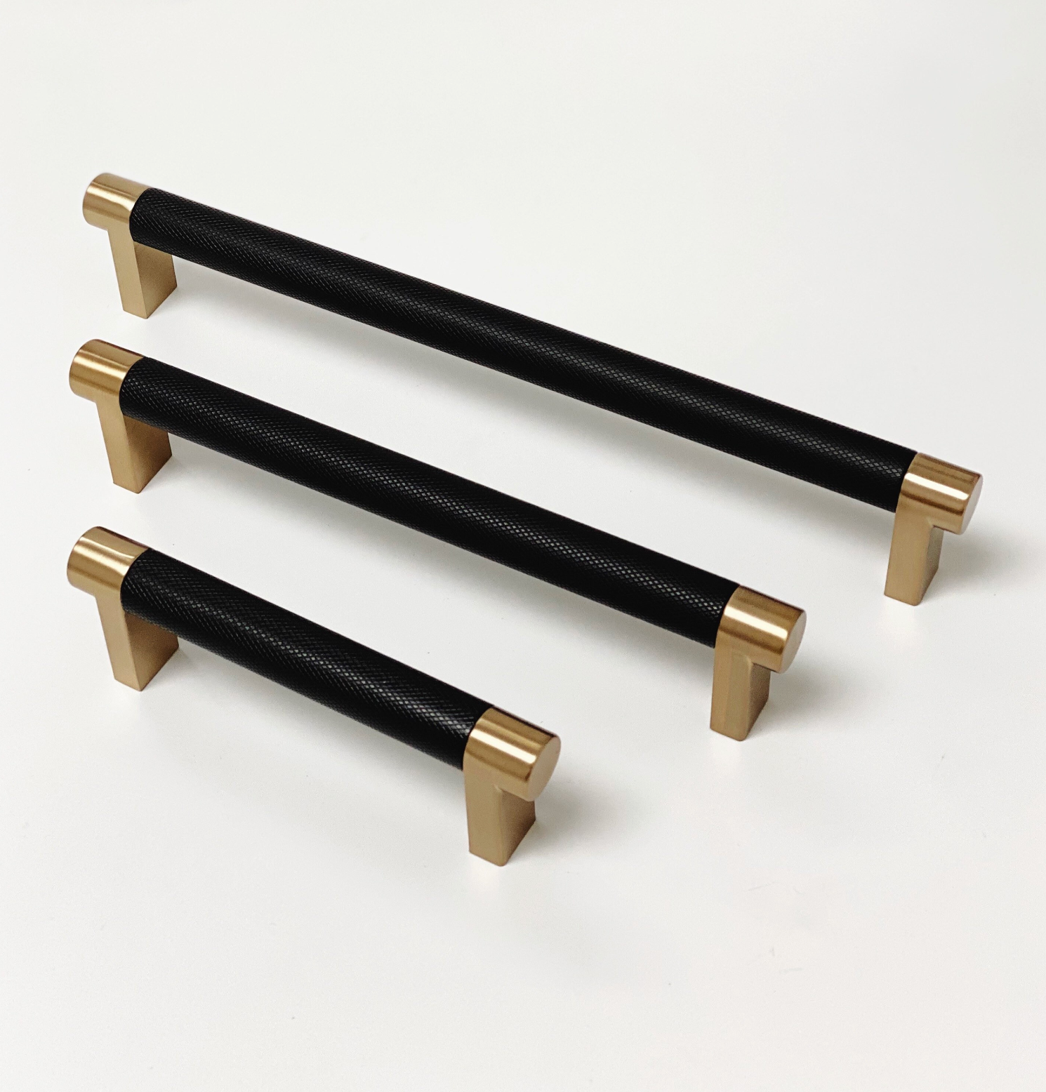 Knurled Champagne Bronze and Black Dual Finish Cabinet Knobs and Pulls - Elegant Hardware for Kitchen, Bathroom, and Furniture Upgrades