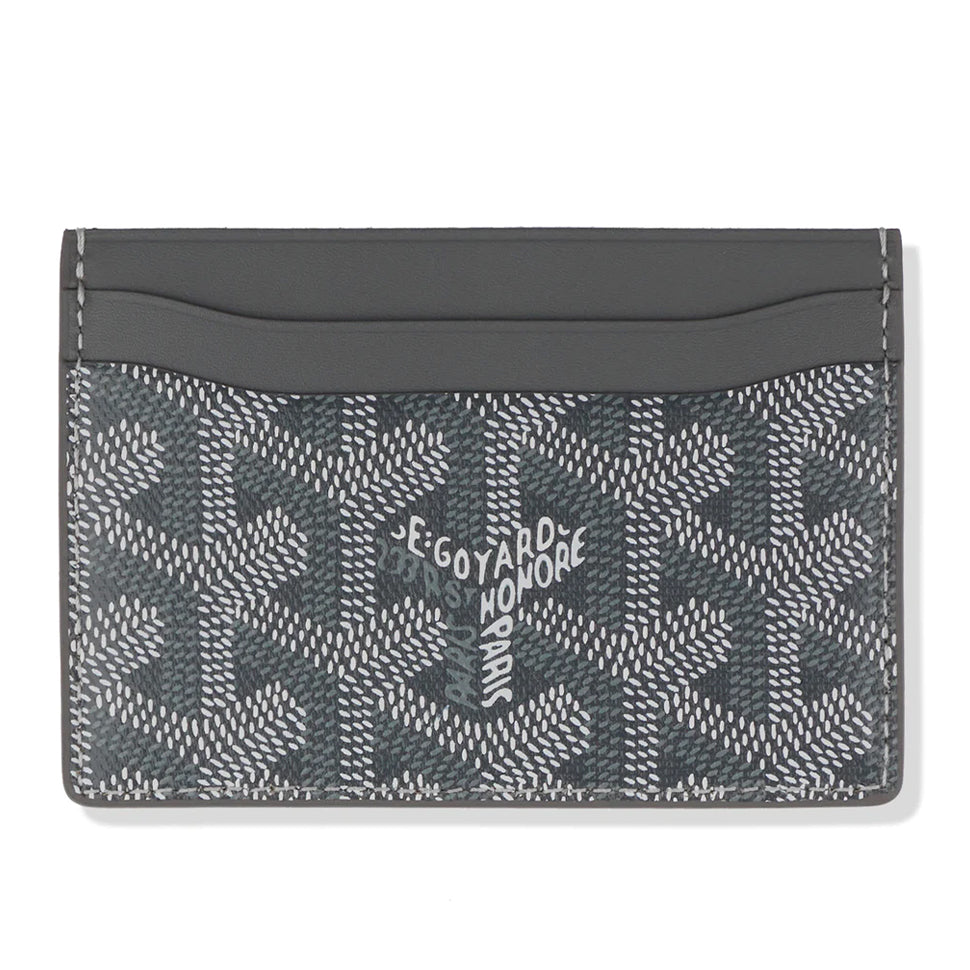 Goyard Saint Sulpice Grey Leather Card Holder - Slim RFID Blocking Wallet for Men & Women | Perfect for Travel, Business & Everyday Use