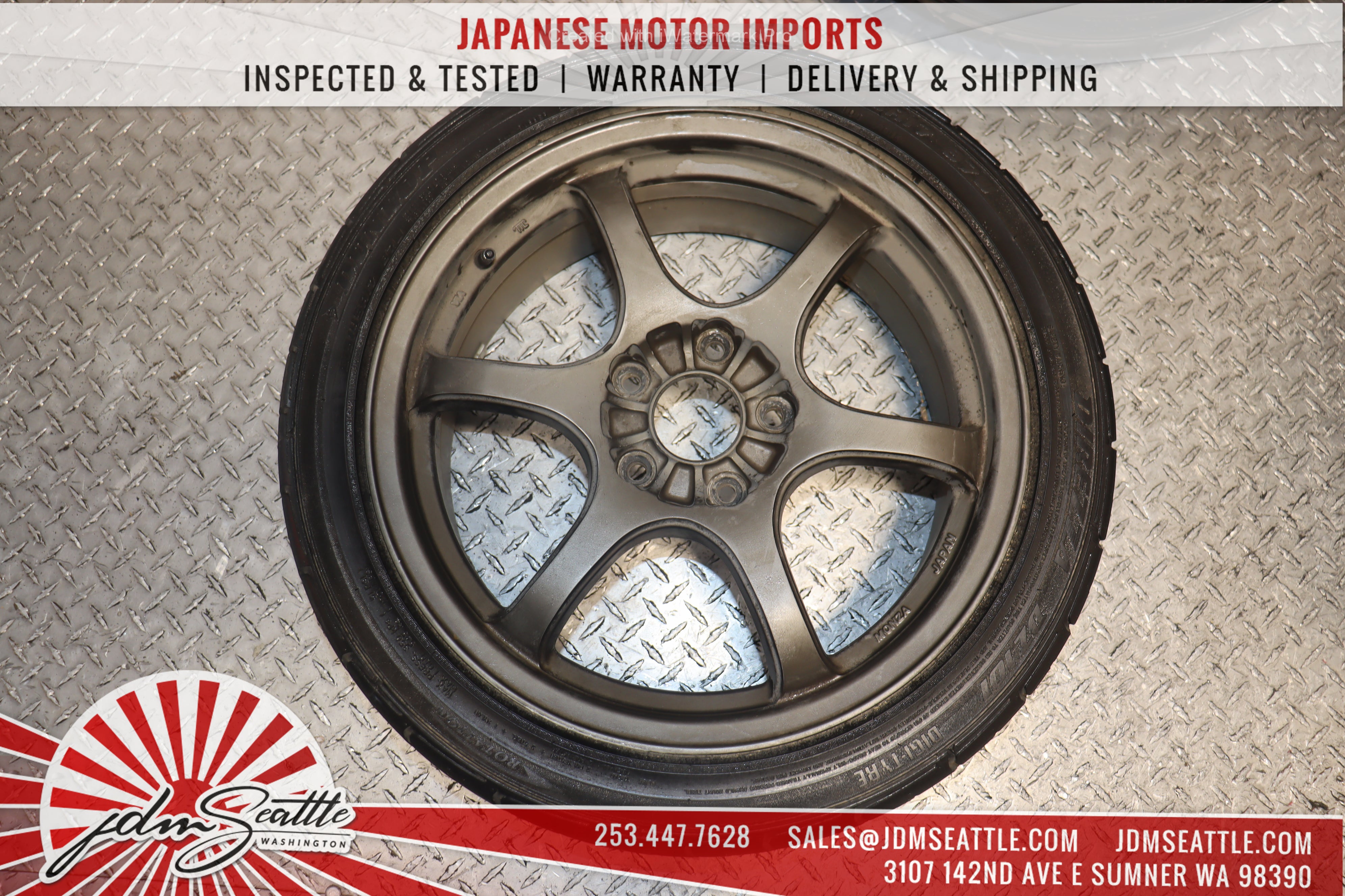 JDM Monza 17x7JJ 5x100 Wheels Set of 4 with 215/45R17 Tires - Lightweight Alloy Rims for Honda Civic, Subaru Impreza - Perfect for Street Performance & Car Upgrades
