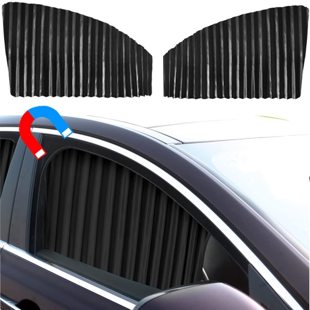 Ovege 2-Pack Car Side Window Sun Shade - Black Magnetic Privacy Window Cover for Front Seats | UV Protection & Heat Blocking | Perfect for Summer Driving, Road Trips & Parking in Direct Sunlight