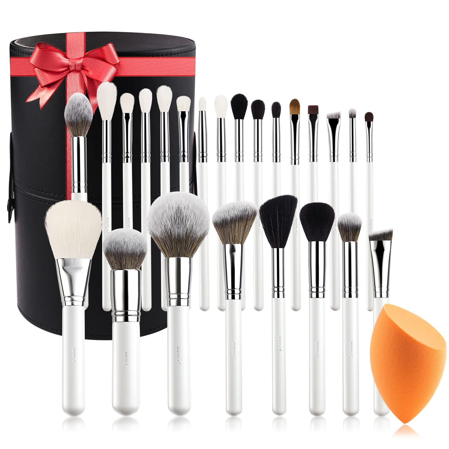 BEILI 24-Piece Professional Makeup Brush Set - Premium Foundation, Powder, Blush & Eyeshadow Brushes with Natural-Synthetic Hair & Brush Bucket - Perfect for Makeup Artists & Beginners (Ideal for Daily Makeup, Special Occasions & Travel)