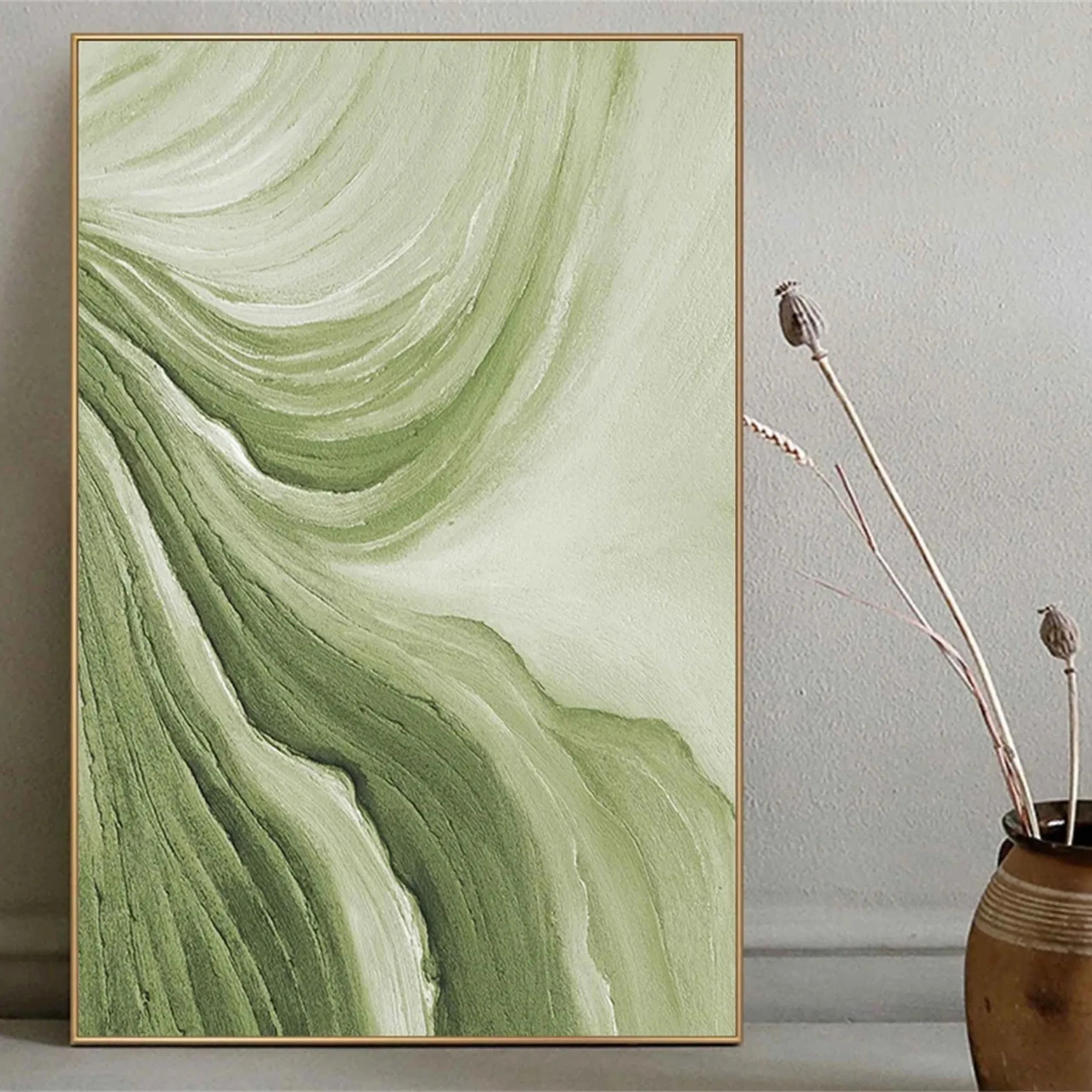 Blue & Green Abstract Wall Art Canvas Print #BG022 - Modern Home Decor for Living Room, Bedroom & Office