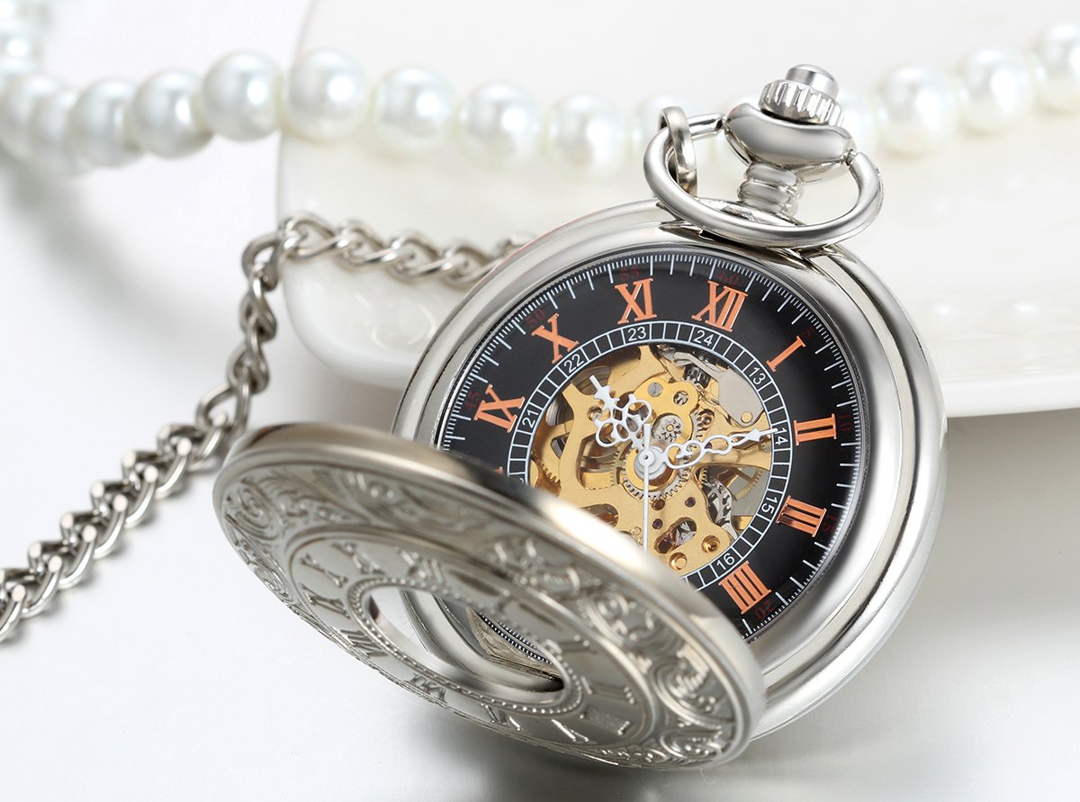 Antique Mechanical Pocket Watch - Retro Hand-Wind Steampunk Watch with Chain for Vintage Style & Gifts