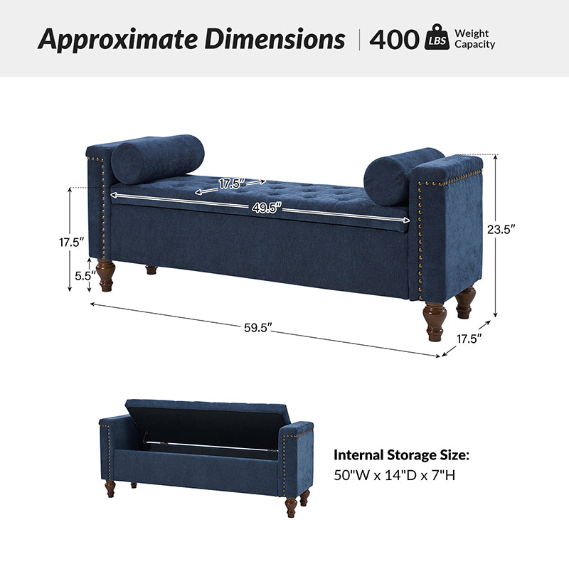 Rosana Storage Bench with Waterproof Fabric - Stylish Entryway Seating & Shoe Storage Organizer - Perfect for Living Room, Bedroom, or Mudroom Organization