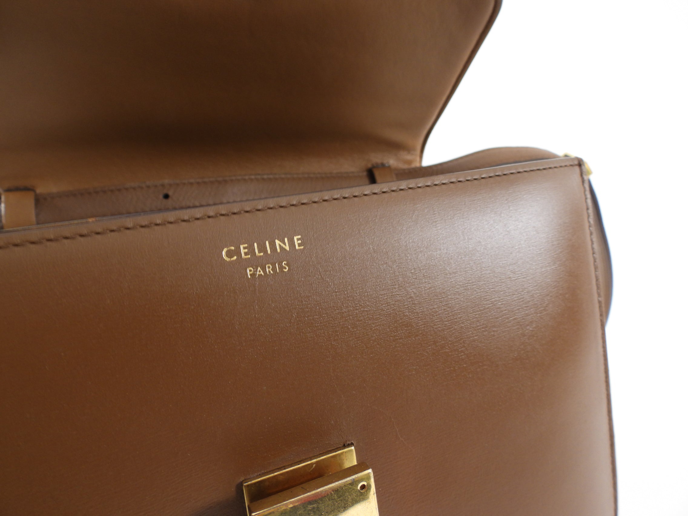 Celine Medium Box Bag in Brown Genuine Leather - Stylish Crossbody Handbag for Women, Perfect for Work, Travel & Everyday Use