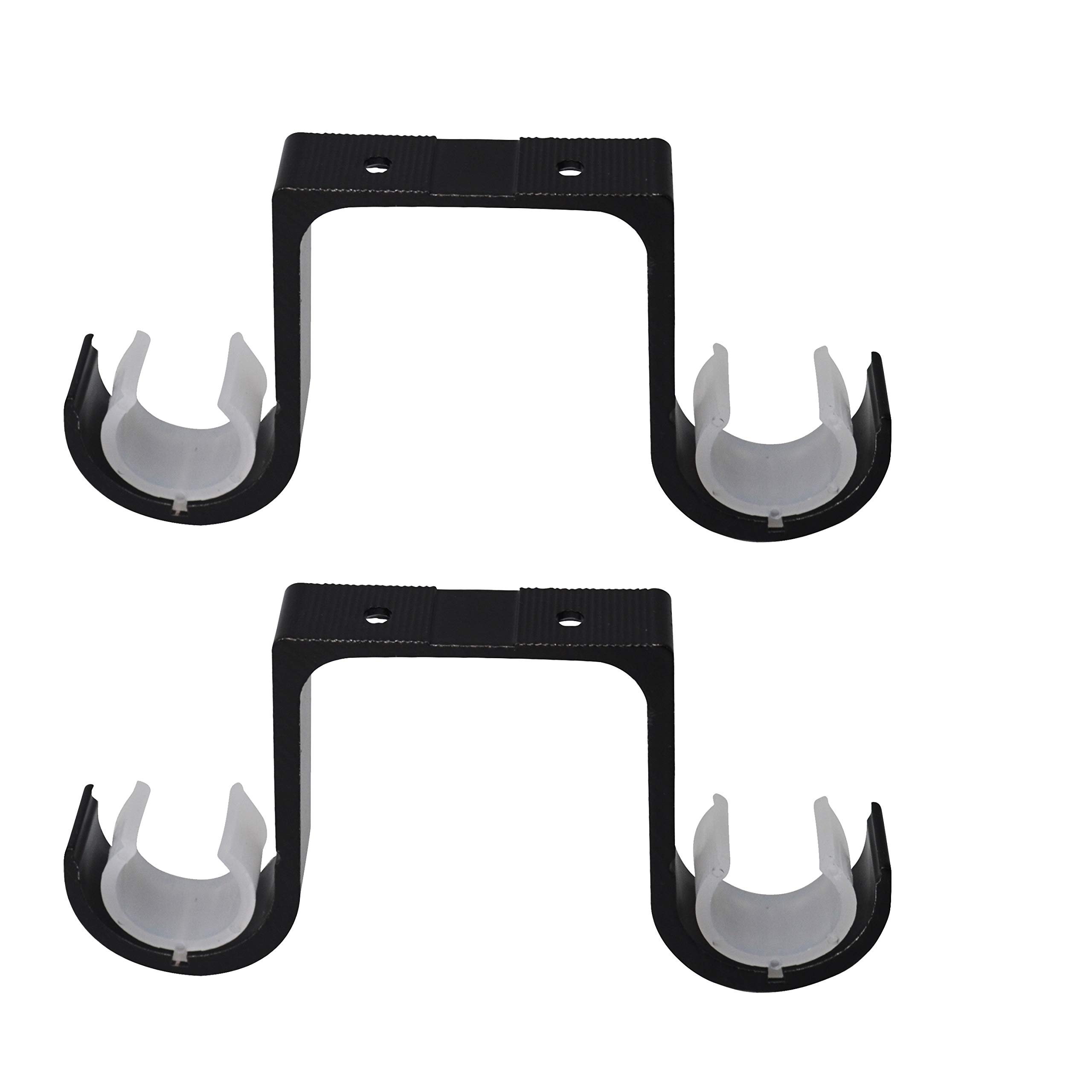 2Pcs Black Aluminum Alloy Ceiling Mounted Double Curtain Rod Brackets - Heavy Duty Curtain Hooks for Living Room, Bedroom & Window Treatments