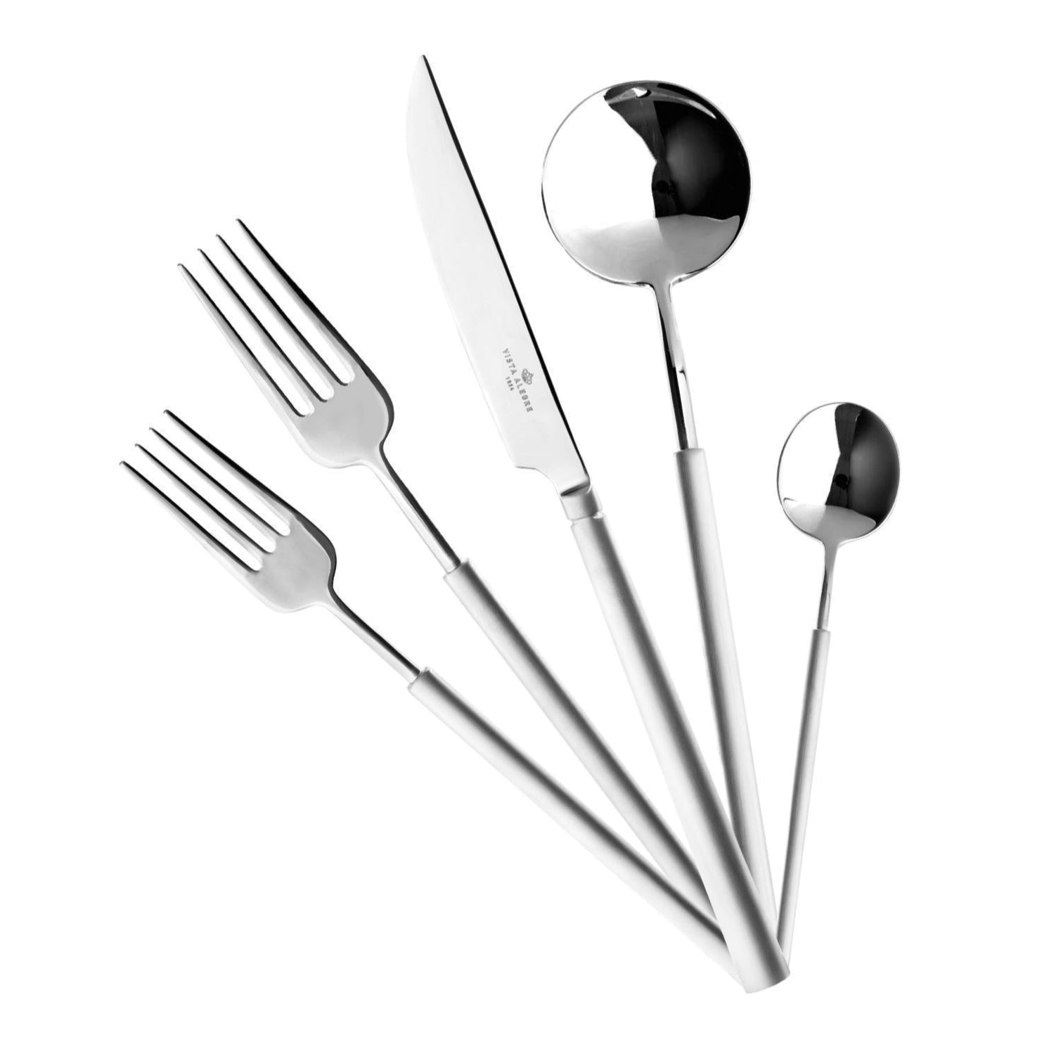Premium Domo Matte Flatware Set of 5 Pieces - Stainless Steel Silverware for Everyday Dining, Dinner Parties & Restaurant Use