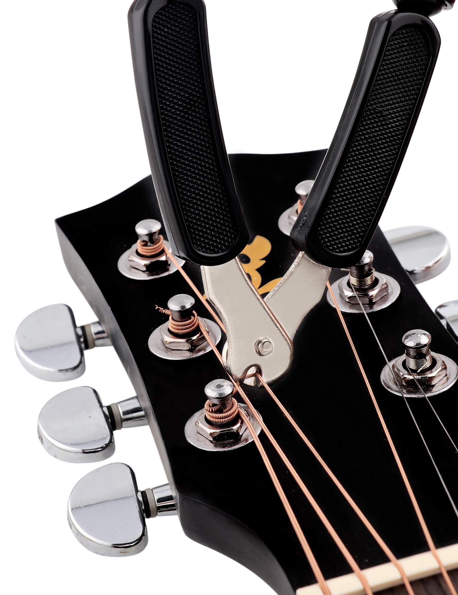 Premium Guitar String Winder & Bridge Pin Puller - 6-in-1 Tool with String Cutter for Acoustic/Electric Guitar, Bass, Banjo, Ukulele, Mandolin - Professional String Changing & Maintenance for Musicians & Luthiers (Black)