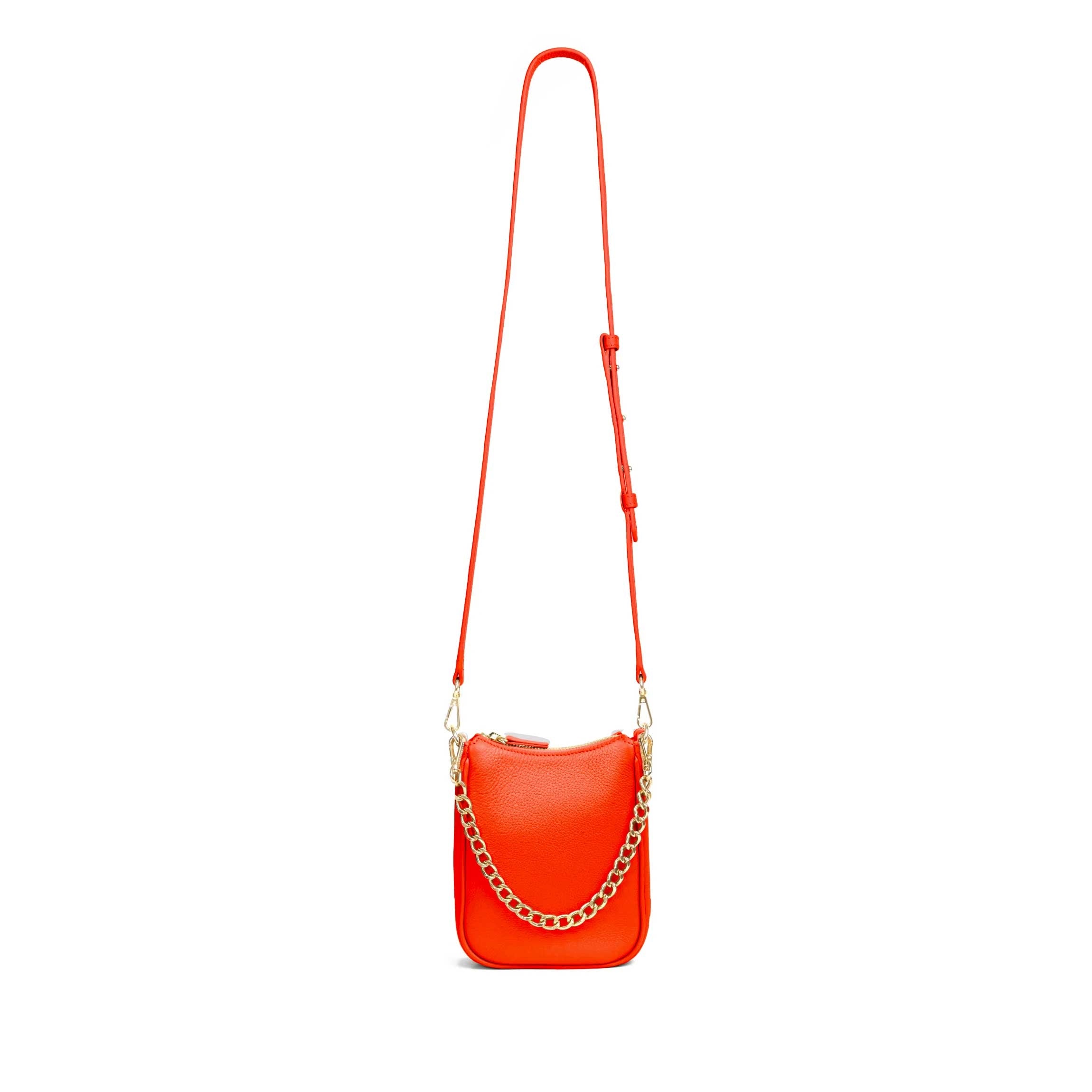 Greta Chain Vertical Sling Bag Clementine Orange - Stylish Crossbody Purse for Women, Perfect for Daily Use, Travel & Shopping