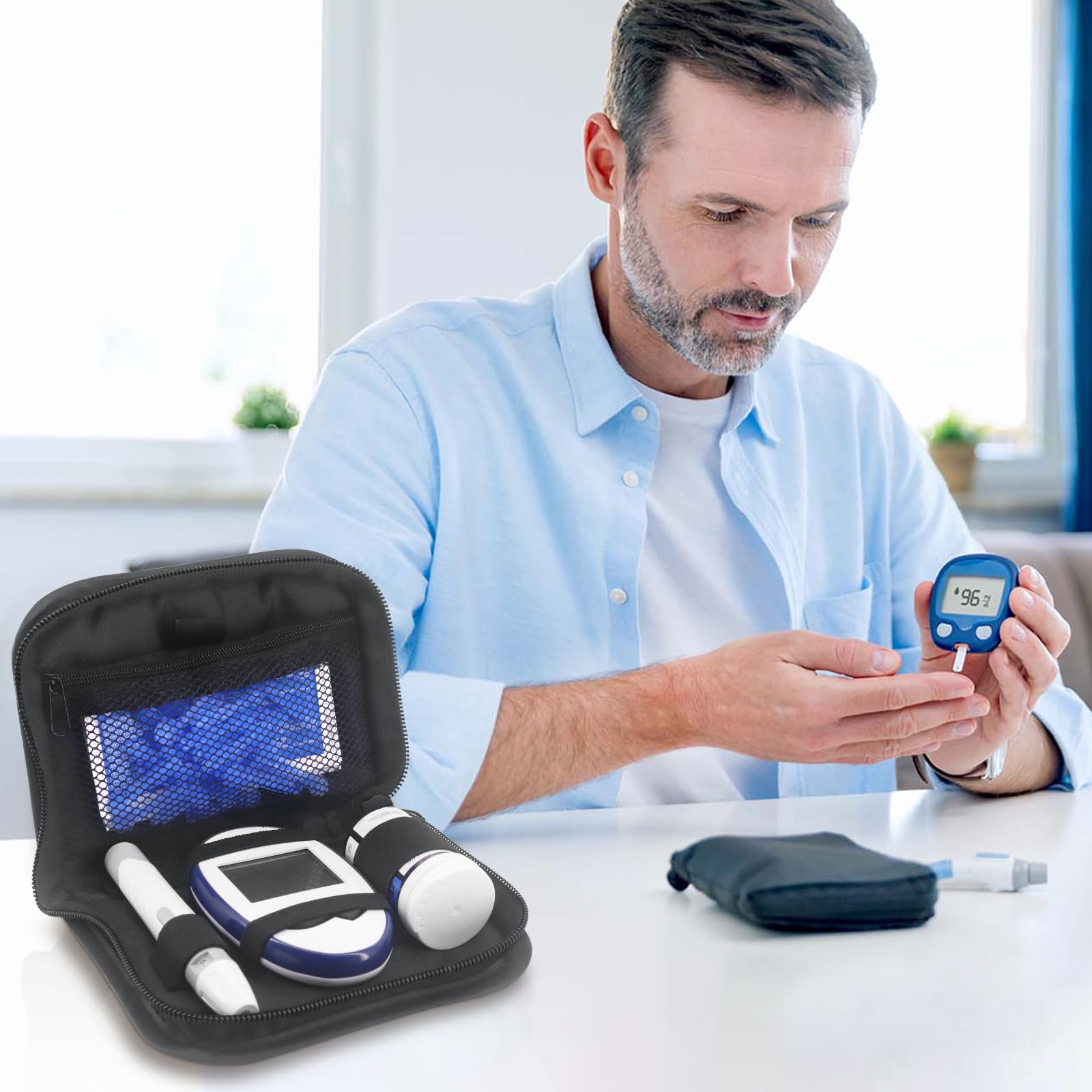 Diabetes Travel Case - Portable Diabetic Organizer for Glucose Monitor & Supplies | Compact Blood Sugar Meter Storage Bag | Perfect for Travel, Work & Daily Use
