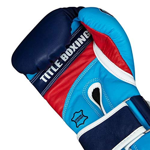 Title Boxing Gel World V2T Bag Gloves - Navy/White/Light Blue Small - Premium Training Gloves for Boxing, MMA, Kickboxing & Fitness Workouts