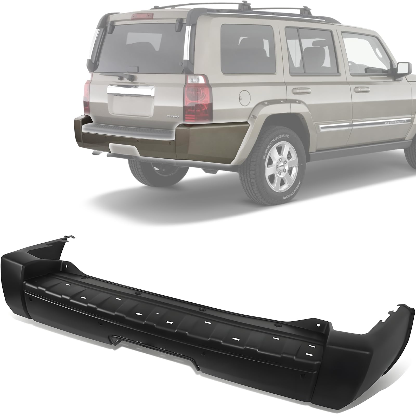2006-2008 Jeep Commander Rear Bumper Cover with Trailer Hitch | CH1100868 5183506AA Replacement Part | Perfect for Off-Roading & Towing | Fits 4-Door SUV Models