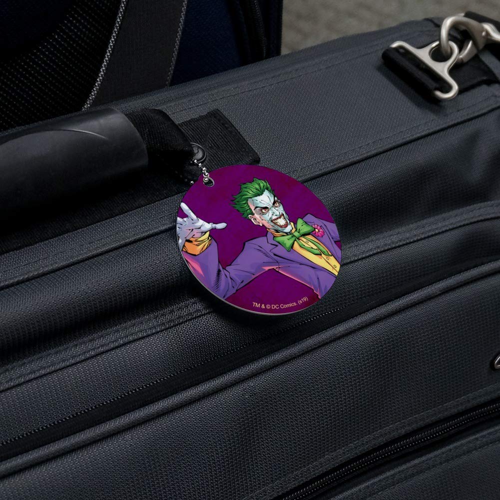 Batman Joker Character Round Luggage ID Tag - Durable Suitcase Carry-On Name Tag for Travel & Business Trips - Perfect for Airlines, Backpacks and Luggage Identification