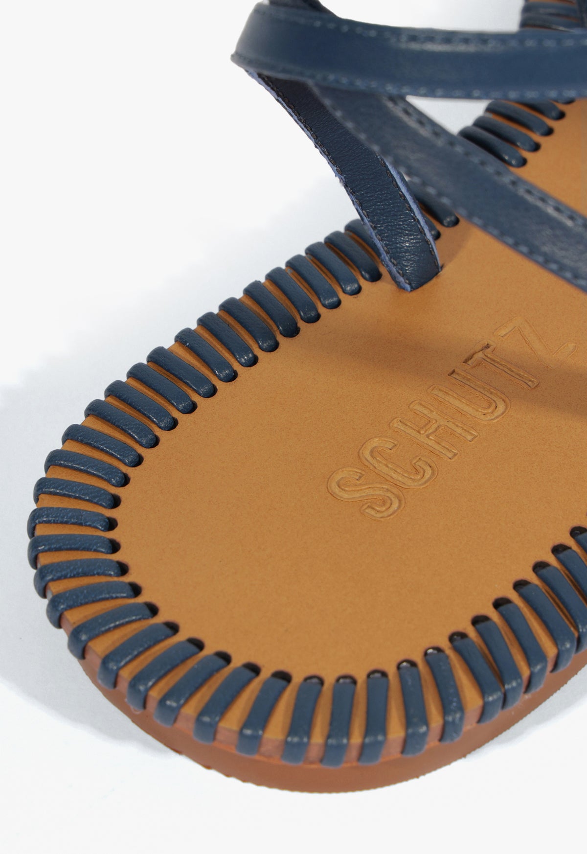 Livia Blue Leather Flat Sandals for Women - Comfortable Casual Summer Shoes for Beach, Walking & Outdoor Activities