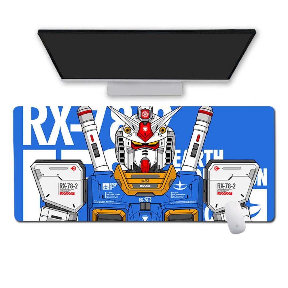 Qiqioog Mobile Suit Gundam Series Gaming Mouse Pad - XXL Thickened Stitched Edge, Waterproof Non-Slip Keyboard Mat for PC/Laptop, Anime Themed Desk Protector for Office & Gaming Setup