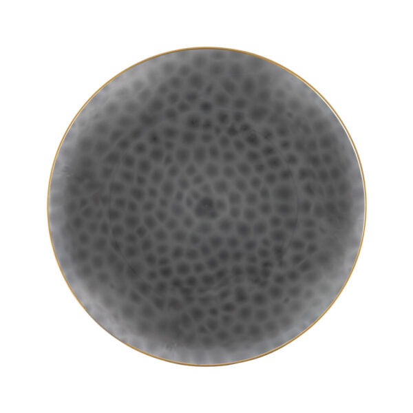 Elegant Transparent Black & Gold Round Hammered Plastic Plates - 12-Pack Shatterproof Disposable Dinnerware for Parties, Weddings & Events