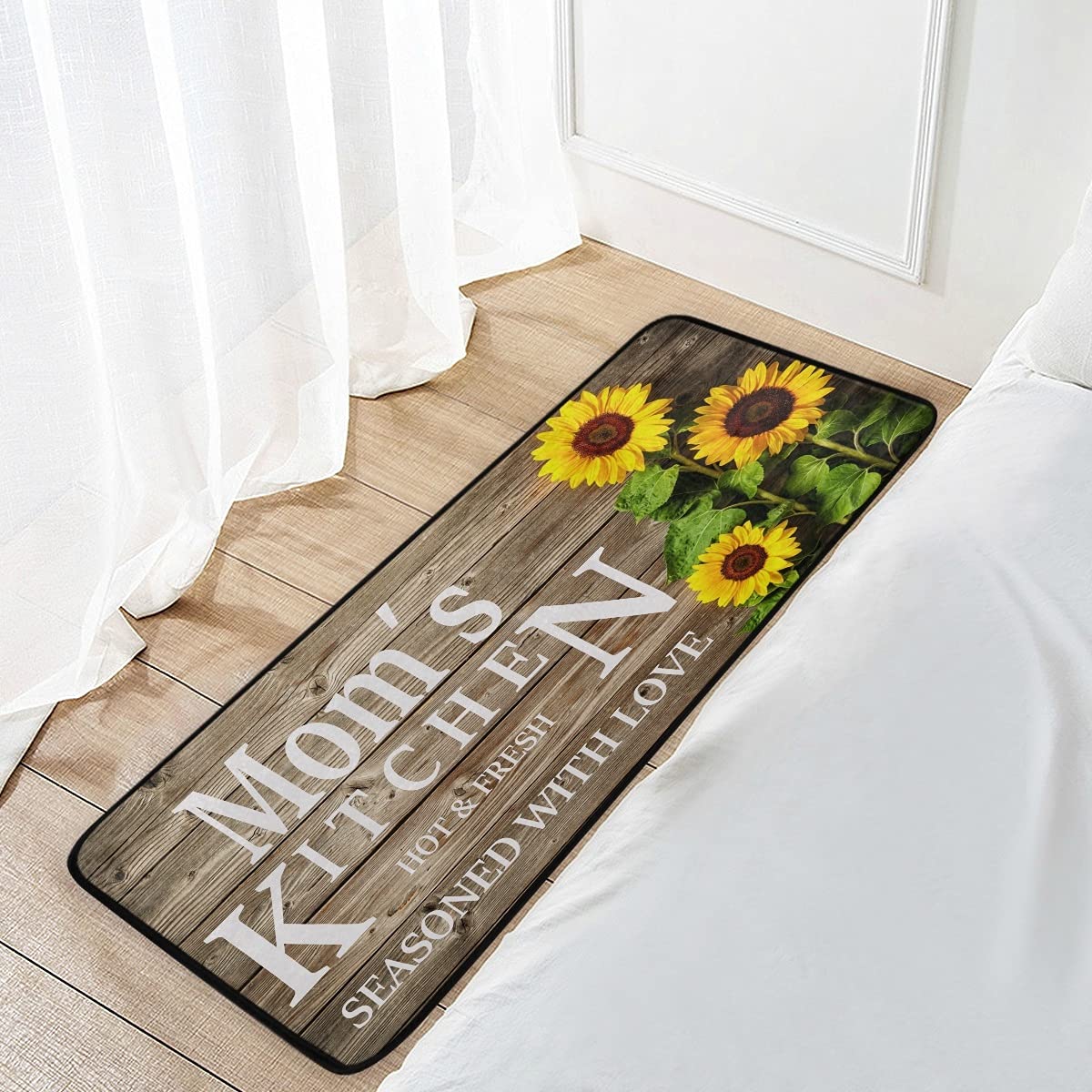 Emelivor Washable Sunflower Kitchen Rug - Non-Slip Anti-Fatigue Floor Mat for Women, Mothers & Home Chefs | Perfect Kitchen Decor Gift for Mom, Housewarming & Cozy Home Cooking