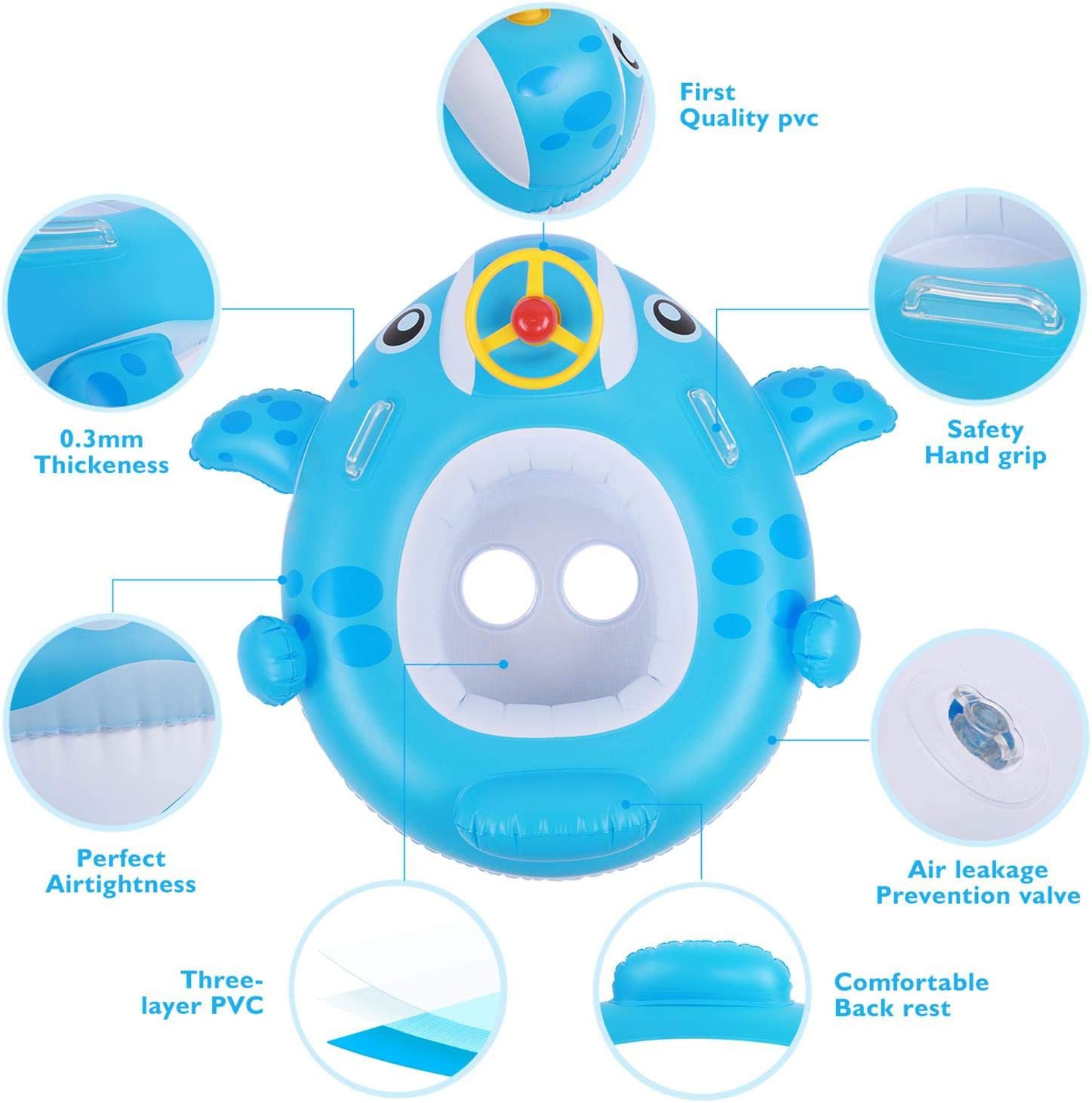Peradix Inflatable Baby Pool Float with Canopy - Toddler Swim Ring for Sun Protection & Water Play