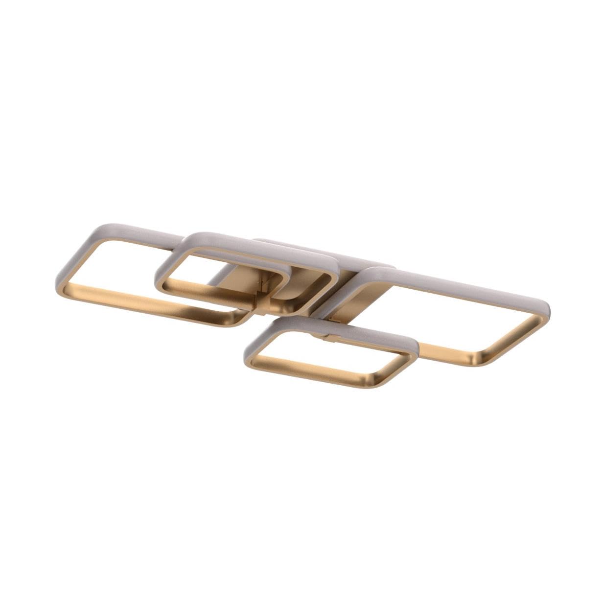 Becailyer 60W Dimmable LED Ceiling Light - Modern Gold Square Chandelier with Remote Control, Acrylic Shade for Living Room Bedroom Dining Room - Perfect for Home Decor & Ambient Lighting