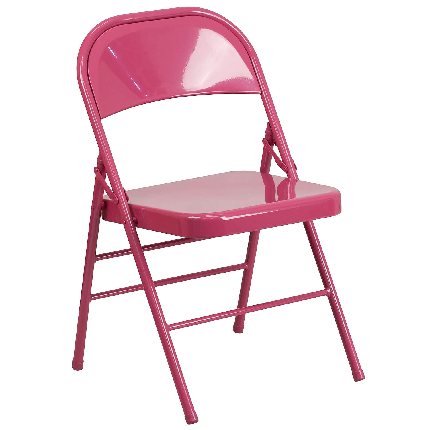 Flash Furniture 2-Pack HERCULES COLORBURST Series Vibrant Fuchsia Metal Folding Chairs - Heavy Duty Triple Braced & Double Hinged Design for Events, Parties, Weddings, and Outdoor Gatherings