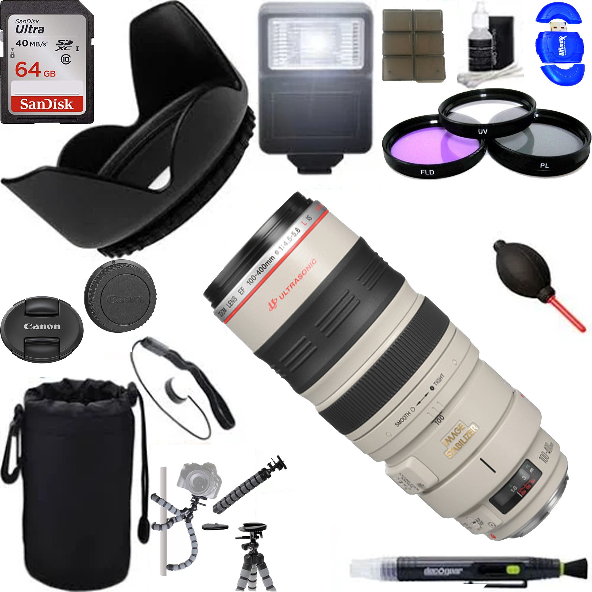 Canon EF 100-400mm f/4.5-5.6L IS II USM Telephoto Zoom Lens with Tripod Collar & Accessories Kit - Professional Wildlife, Sports & Nature Photography