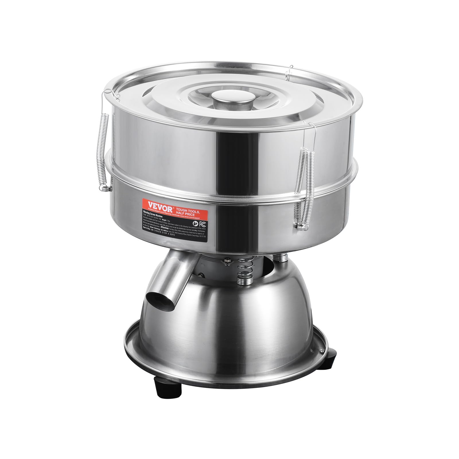 VEVOR Automatic Electric Vibrating Sieve Machine - 45W Stainless Steel Sifter Shaker with 30+50 Mesh for Flour, Powder, Rice, Mungbean - Perfect for Baking, Cooking, and Food Processing
