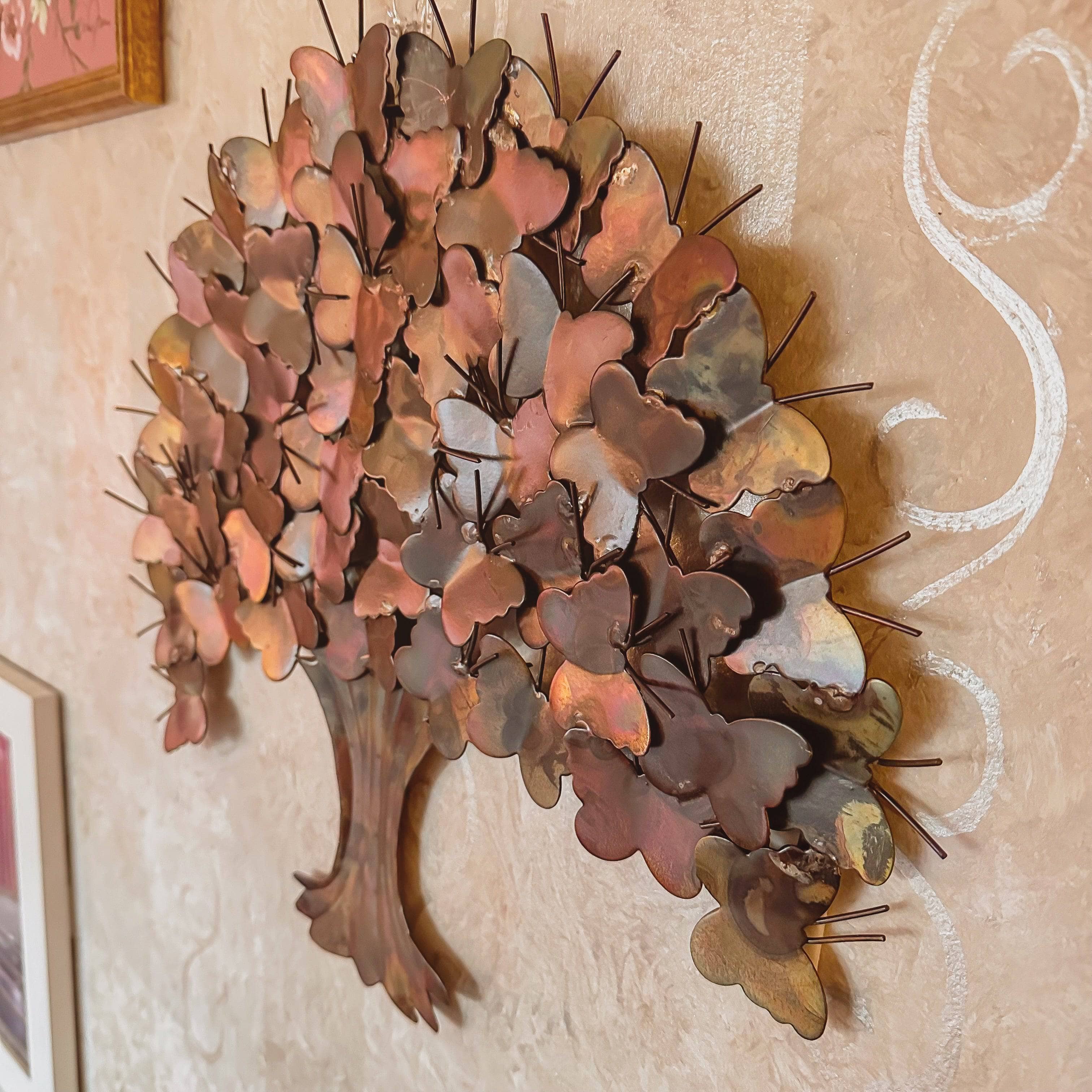 Butterfly Tree Wall Art - Handcrafted Flamed Wooden Wall Decor, 24 Inch - Perfect for Living Room, Bedroom & Nursery Decoration