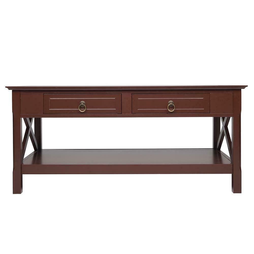 Modern Coffee Table with 2 Drawers - Multifunctional Storage Table for Living Room, Home Office, Gaming & Workspace - Sturdy Computer Desk with Adjustable Height & Corner Design - Perfect for Small Spaces, Work from Home & Entertainment Areas