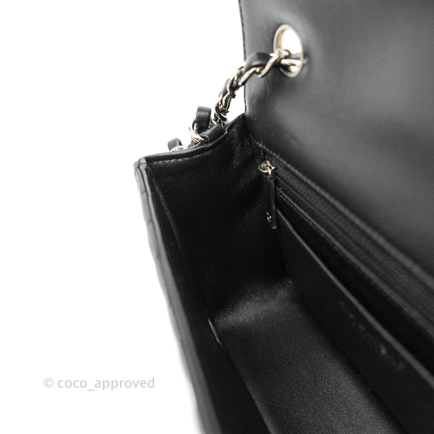Chanel Chevron Mini Rectangular Flap Bag in Black Lambskin Leather with Silver Hardware - Perfect for Evening Events & Luxury Fashion Accessories