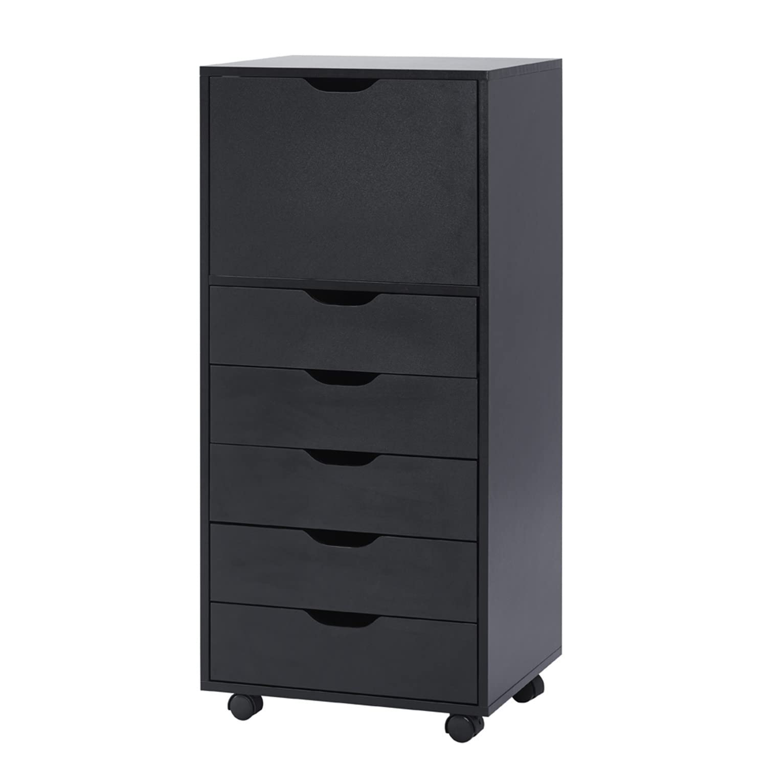 Naomi Home 6-Drawer Rolling File Cabinet with Wheels - Black Office Storage Organizer for Home & Business, Heavy Duty 180 lbs Capacity - Perfect for Desk Storage, Printer Stand & Document Organization