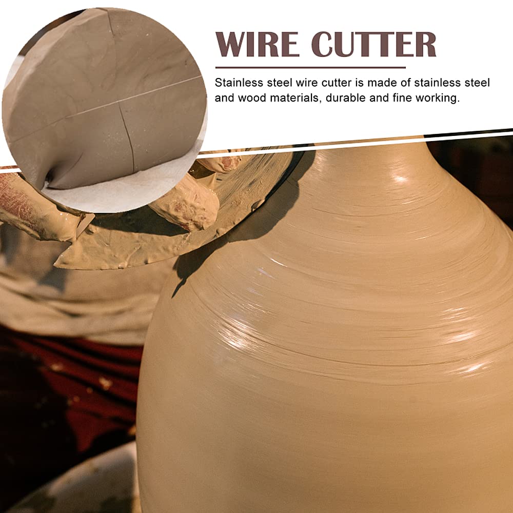 Stainless Steel Twisted Wire Clay Cutter with Wood Handle - Professional Pottery Tool for Cutting Clay, Dough, Plasticine & Cheese - Perfect for Ceramic Art, Sculpture & DIY Crafts