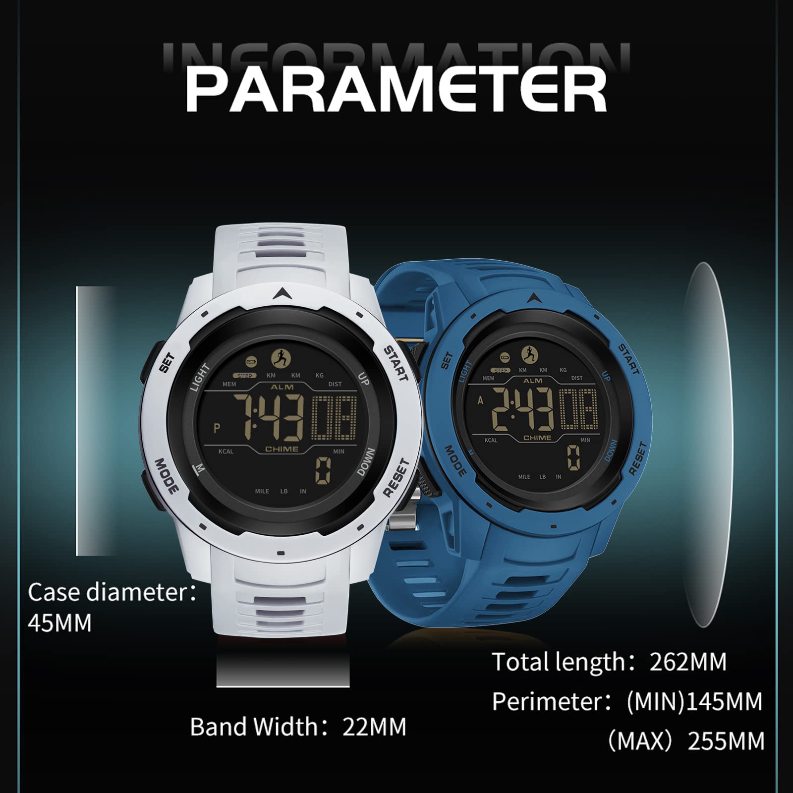 Findtime Men's Digital Sports Watch - Waterproof Military Watch with Step Counter, Calorie Tracker, Stopwatch, Alarm & LED Backlight | Perfect for Running, Gym Workouts & Outdoor Activities