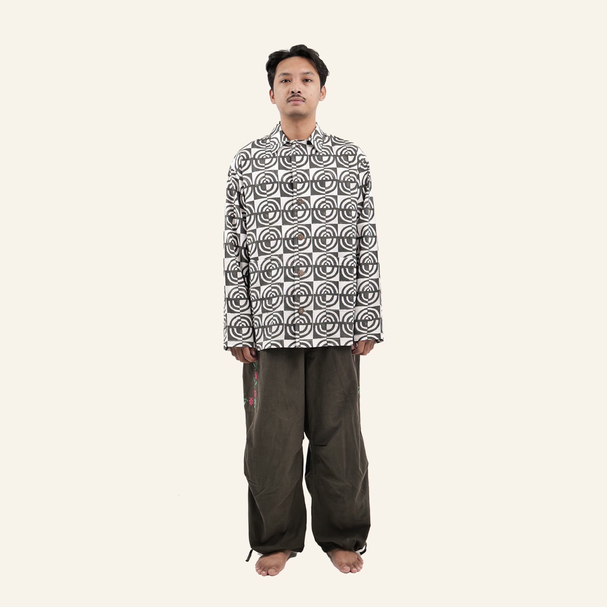 Stylish Monogram Block Print Sack Jacket PH03 JK003 - Perfect for Casual Outings, Office Wear & Spring Fashion