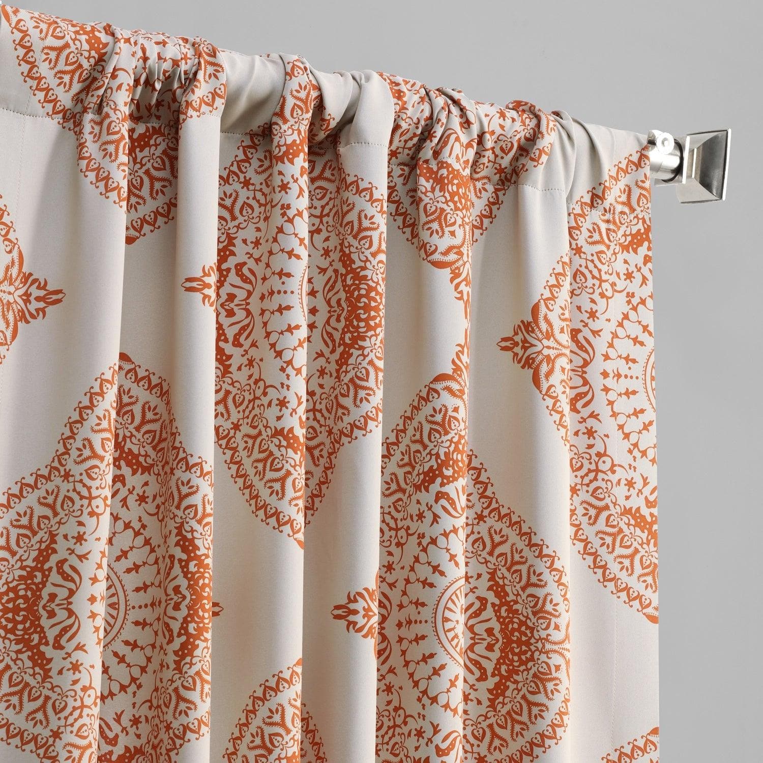 Premium Henna Emblem Blackout Curtains - 100% Room Darkening Window Drapes for Bedroom & Living Room | Noise Reducing & Thermal Insulated for Better Sleep & Privacy