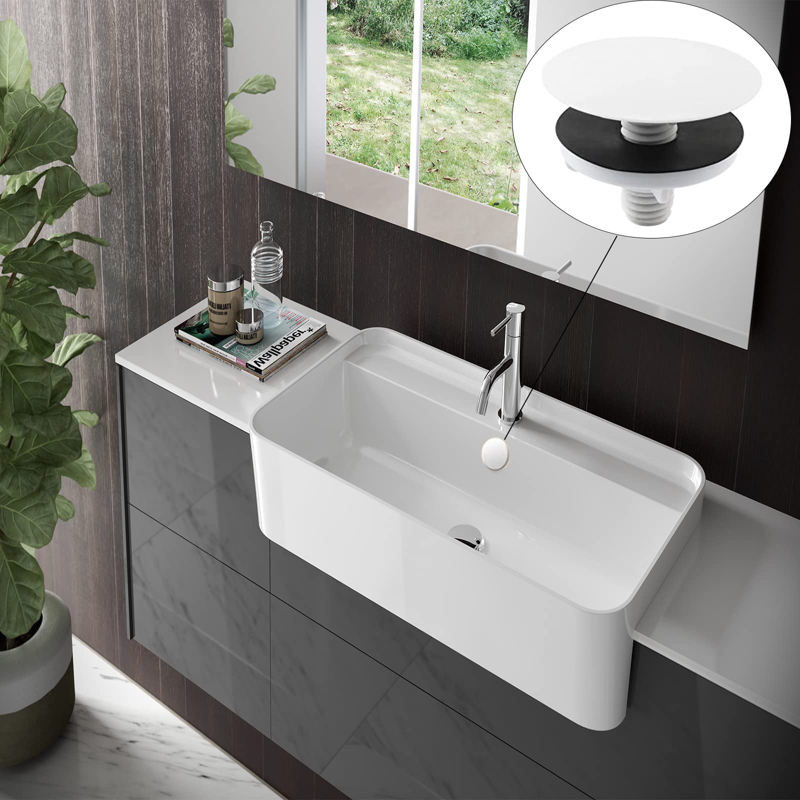2-Pack White Metal Kitchen Sink Hole Covers - Faucet Hole Plates & Tap Hole Stoppers for Seamless Sink Aesthetics in Modern Kitchens