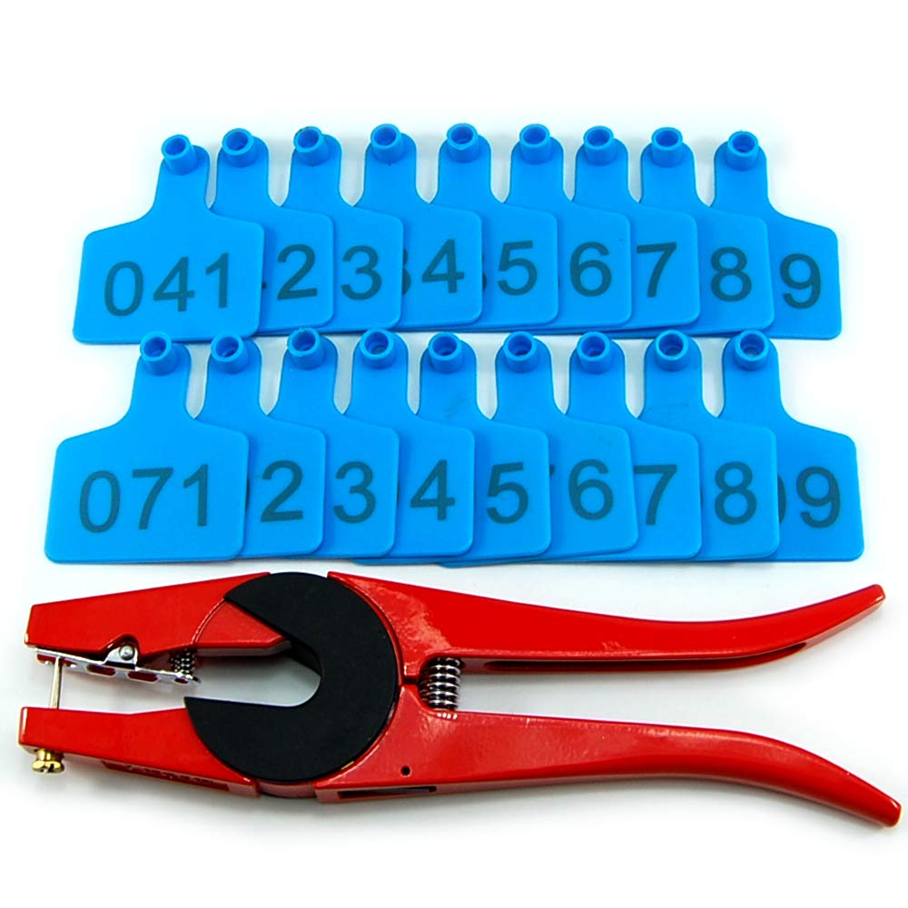 500 Sets Livestock Ear Tags for Cattle, Pigs, Calves - Numbered Plastic TPU Ear Tags with Applicator (Blue) | Durable Animal Identification for Farm, Ranch & Livestock Management