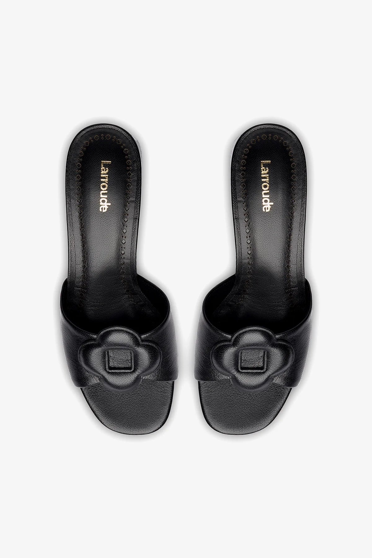 Black Leather Flora Mule - Comfortable Women's Slip-On Shoes for Casual Wear, Office & Outdoor Walking