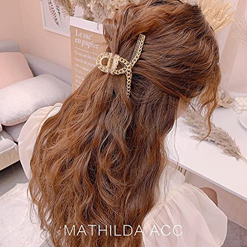 STYLEDOSE Large Gold Plastic Hair Clips for Women - 10/4cm Non-Slip Strong Jaw Hair Claw Clips - Fashion Hair Accessories for Women & Girls (Pack of 3) - Perfect for Updos, Ponytails & Everyday Styling