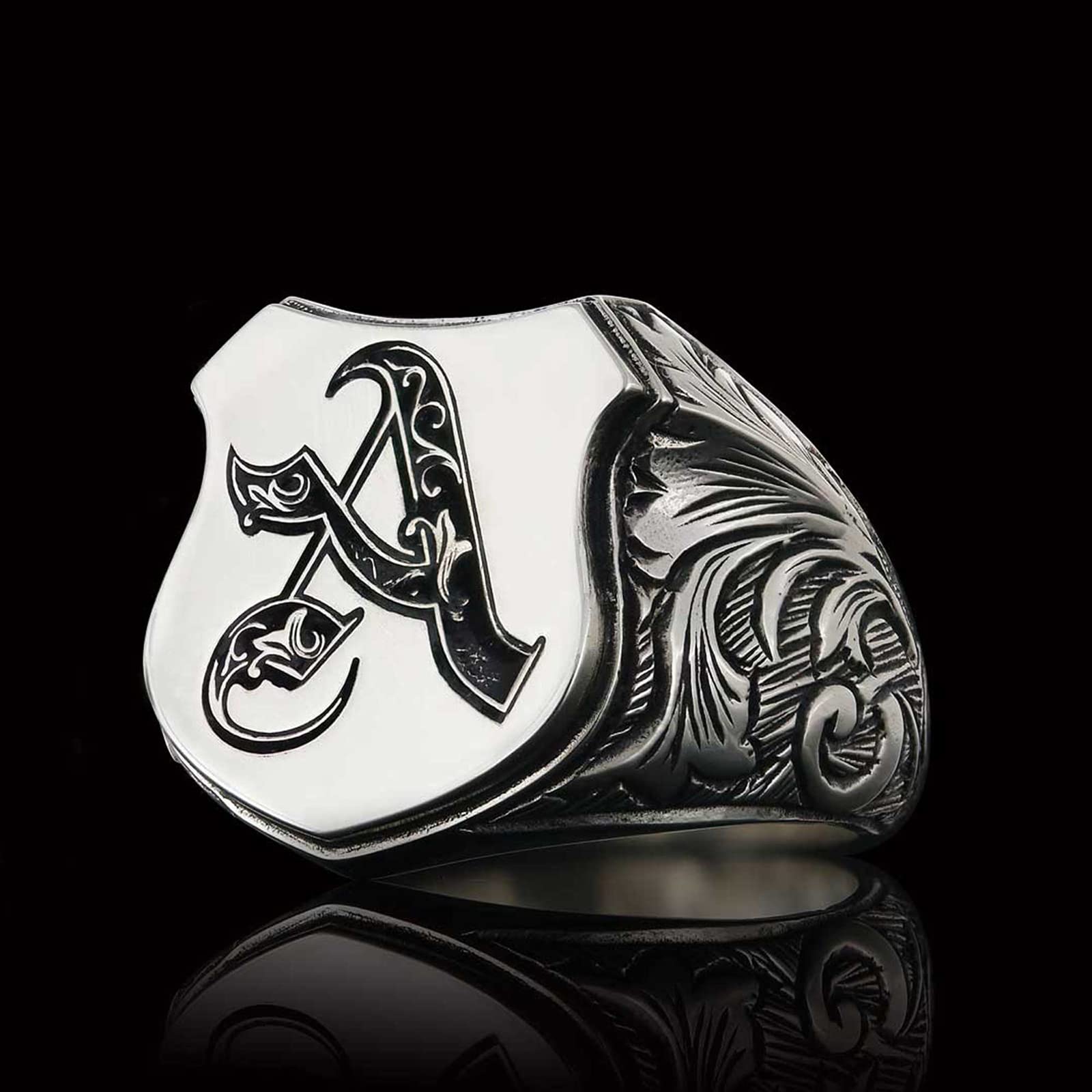 Custom Initial Letter Ring for Men - Handmade Monogram Silver Signet Ring with A-Z Alphabet Jewelry - Personalized Name Ring for Gifts, Engagements & Everyday Wear