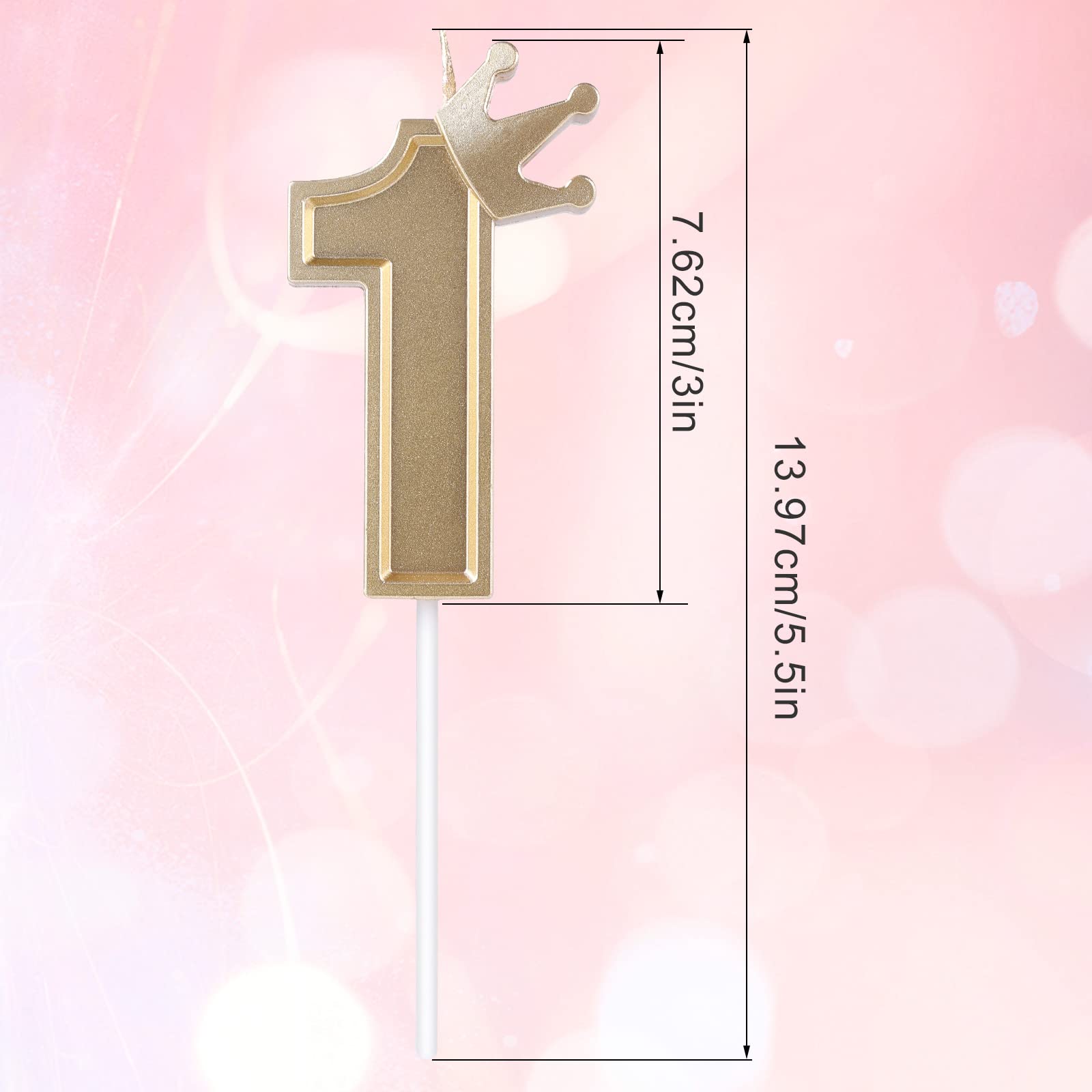 AIEX 3D Gold Number 3 Birthday Candle with Crown Topper - Cake Decorations for Anniversary & Party Celebrations - Perfect for Birthday Cakes, Cupcakes, and Special Occasions