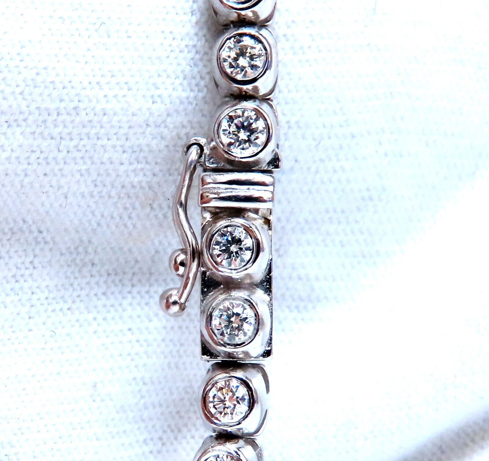 4.74ct Natural Round Diamond Bezel Flush Riviera Tennis Necklace - 14K White Gold Eternity Bridal Jewelry for Weddings & Anniversaries