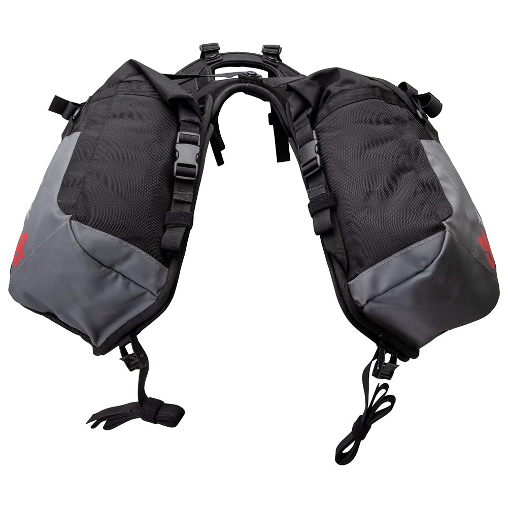 TUSK Excursion Rackless Motorcycle Luggage System with Small Dry Duffel Bag & Water Bottle Holders - Standard Heat Shield, Black/Grey - Perfect for Adventure Riding, Touring & Long-Distance Motorcycle Trips