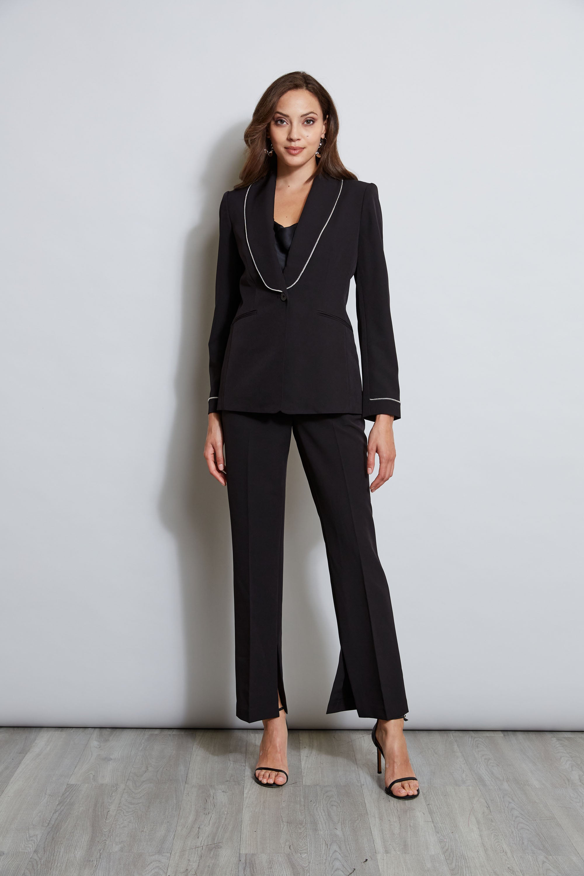 Sparkling Rhinestone Trimmed Blazer for Women - Elegant Party Jacket for Evening Events, Weddings & Special Occasions