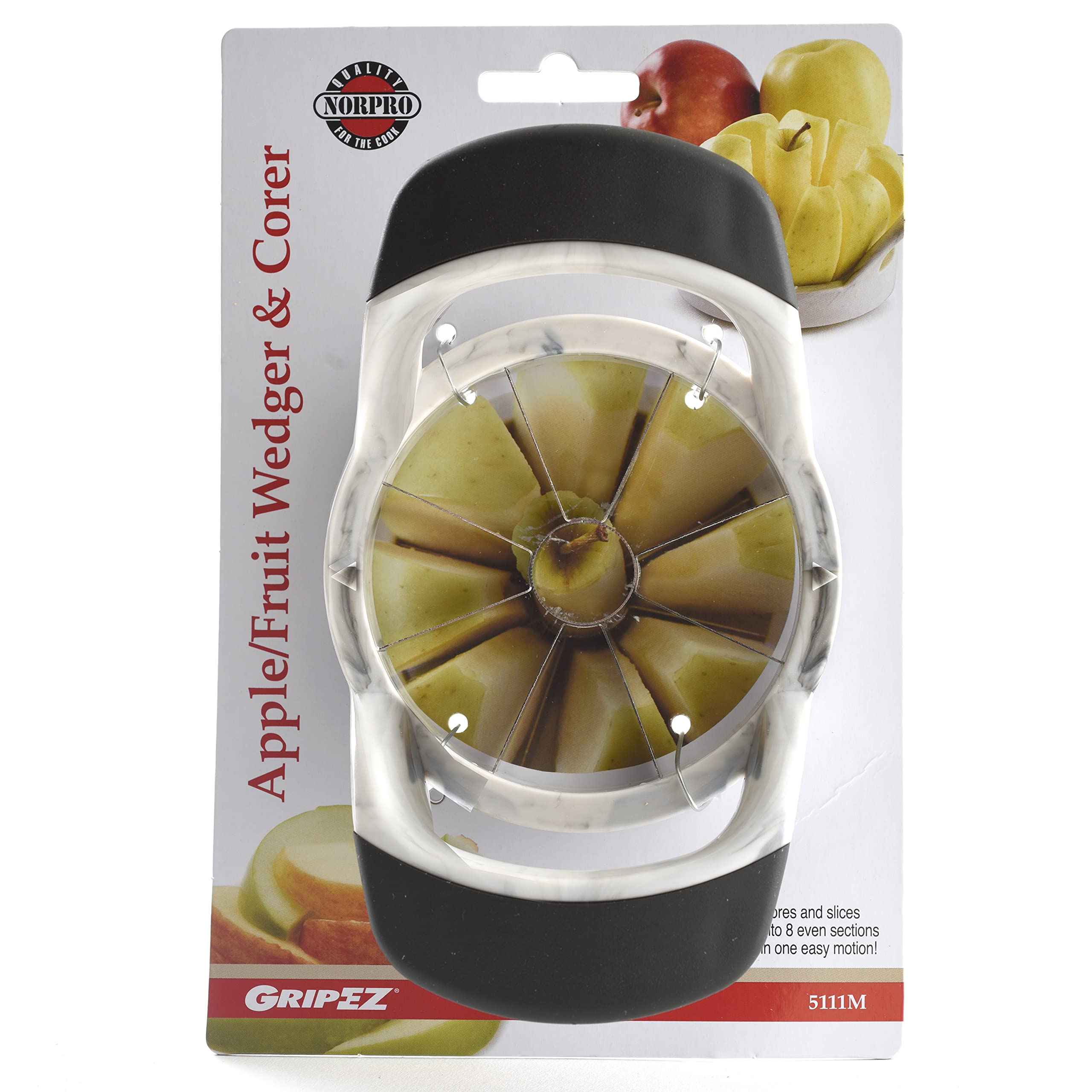 Norpro Grip-EZ Apple Corer and Fruit Wedger - Stainless Steel Blade with Non-Slip Marble Handle - Perfect for Making Apple Slices, Fruit Salads, and Healthy Snacks