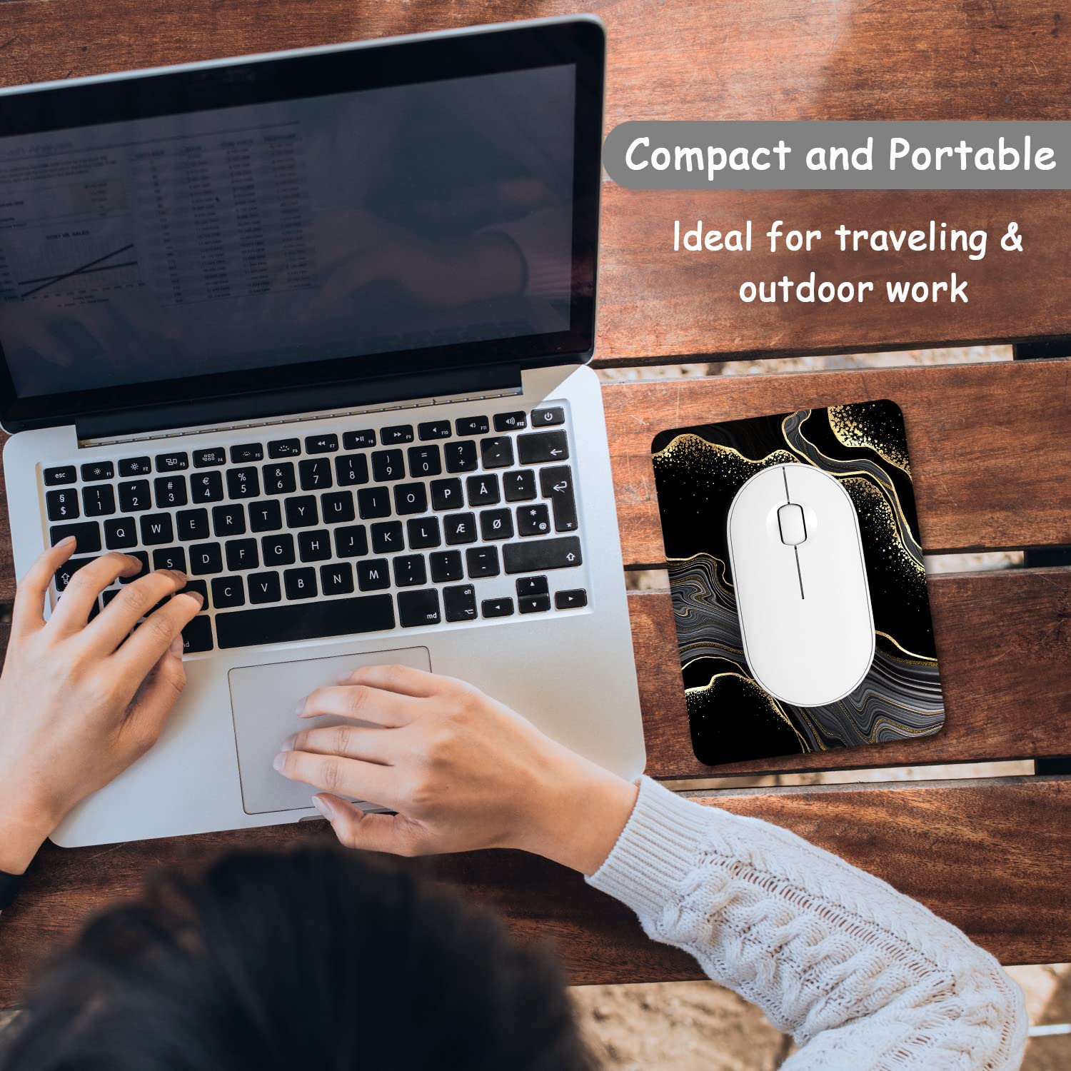 Non-Slip 6x8 Inch Small Mouse Pad - Waterproof Mini Mouse Mat with Rubber Base for Wireless Mouse, Laptop & Keyboard | Cute Black Marble Design for Women & Men | Perfect for Home Office, Gaming & Travel Use