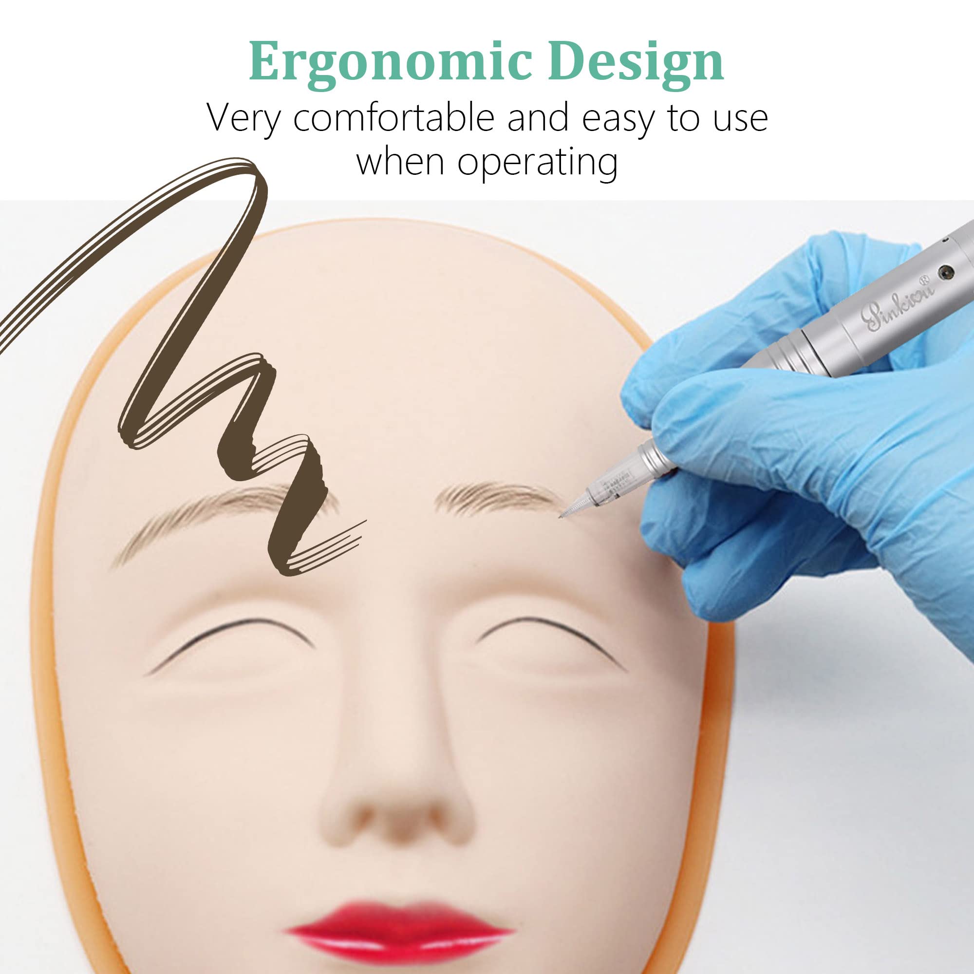 Professional Pinkiou Stroked Eyebrow Tattoo Machine - Microblading Pen for Eyebrows, Eyeliner & Lip Tattooing | Brow Lamination Tool | Salon & Home Use Beauty Device