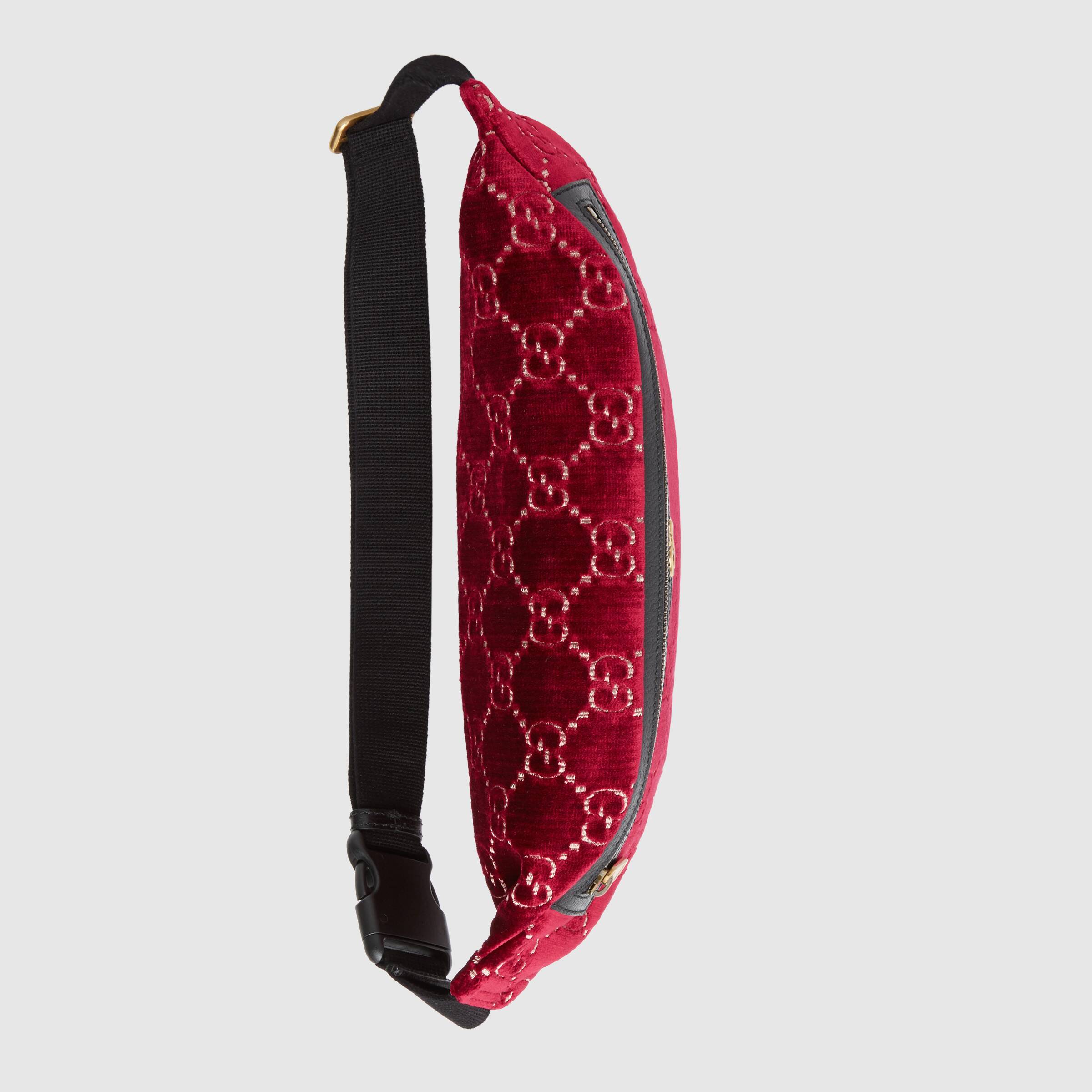 GG Velvet Belt Bag for Women - Stylish Red Waist Pack Fanny Pack for Running, Travel & Daily Use